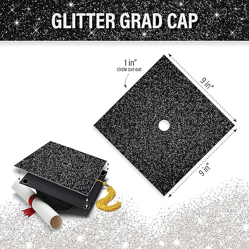 Graduation Cap Decorations Glitter Gold Cap Paper Self Adhesive Stickers for Graduation Cap Topper Diy Mortarboard Bachelors Hat