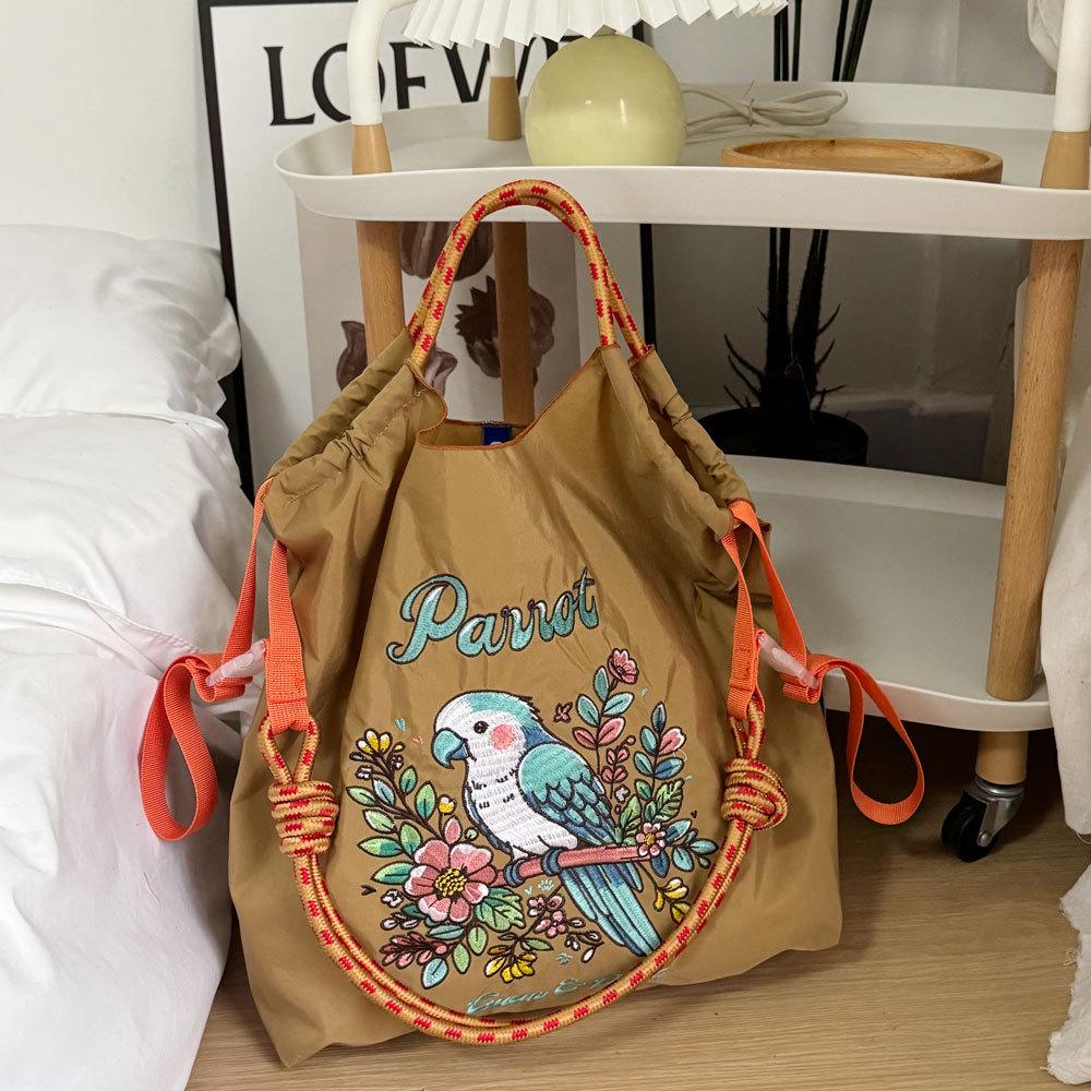 GUANchain Umweltfreundliche Damen-Handtasche: Exquisite gestickte Nylon-Einkaufstasche mit einer Schulter