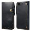 For iPhone 16e Case Wallet Waxy Genuine Cow Leather Shockproof Phone Cover with Wrist Strap