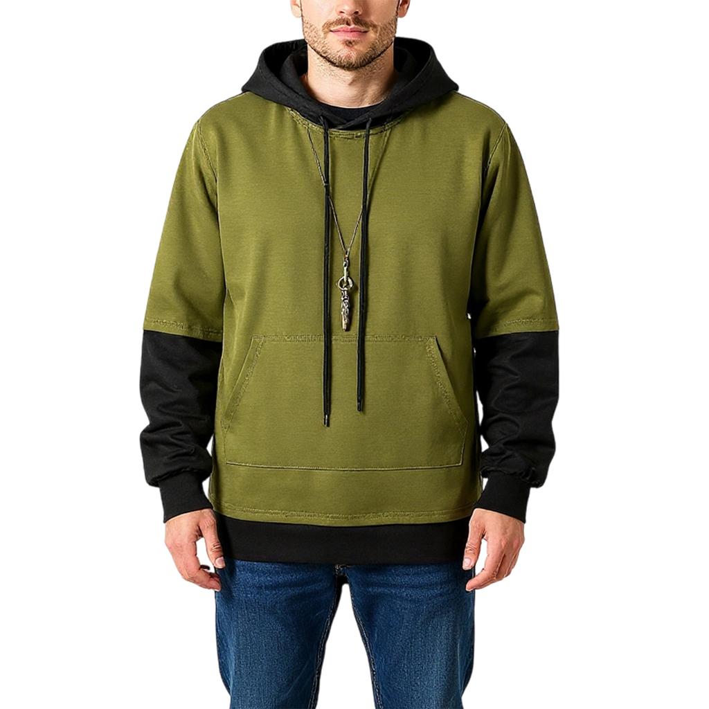 Men's Big Size Loose Leisure Hooded Hood Long Sleeves Upper Garment