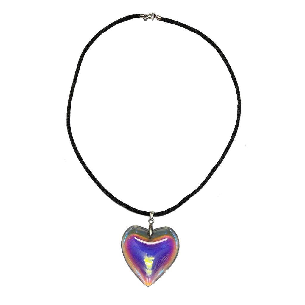 Collana Grande Cuore d'Amore Ciondolo Catena Clavicola Punk Catena Nera in Corda Ciondolo in Vetro Collana Choker Ornamento di Compleanno