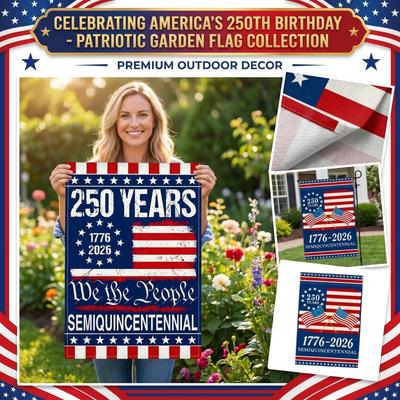 250 Jahre 1776 2026 Outdoor Gartenflagge Strapazierfähiges Polyester Beidseitiger Druck Patriotisches Jubiläums-Hofbanner für Heimdekoration