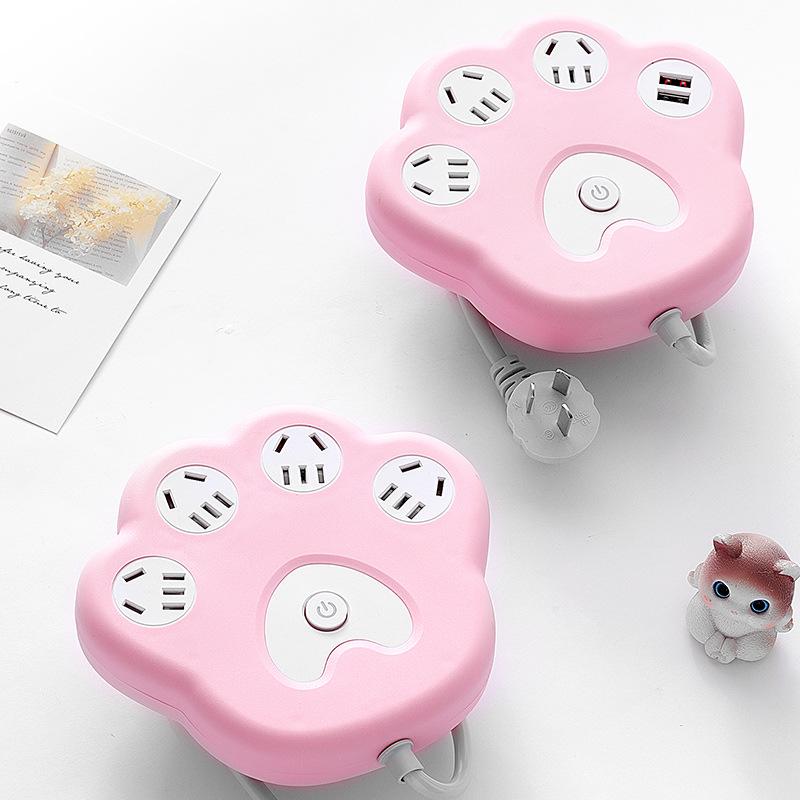 Creative Cat Paw Desktop Power Strip with USB - Multi-Outlet for Home or Office