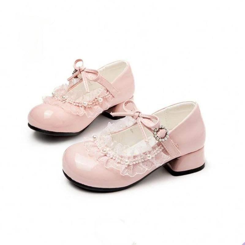 Elegant Lady Teenager Girl's Princess Footwear Korean Luxury Sequins Pearl Girl's Leather Footwear Low Heel Summer Shoes