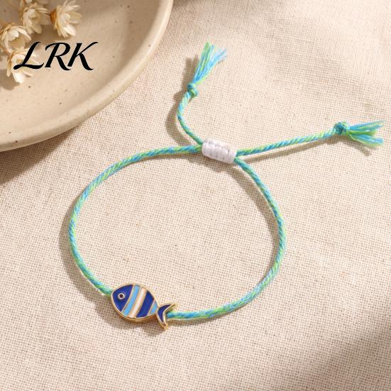 Matching Couples Jewelry Colorful Small Fish Handmade Braided Bracelet, Boho Cute Woven Gift for Best Friends String Adjustable Summer Beach Wristband