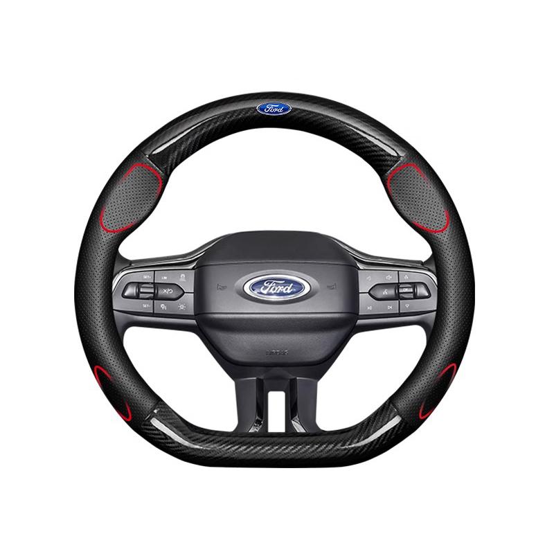 lcqg2 Car Carbon Fiber Ventilate Steering Wheel Cover Ford ST Mondeo F150 Fusion Mustang EXPLORER ESCAPE EDGE Fiesta Focus Kuga Ranger