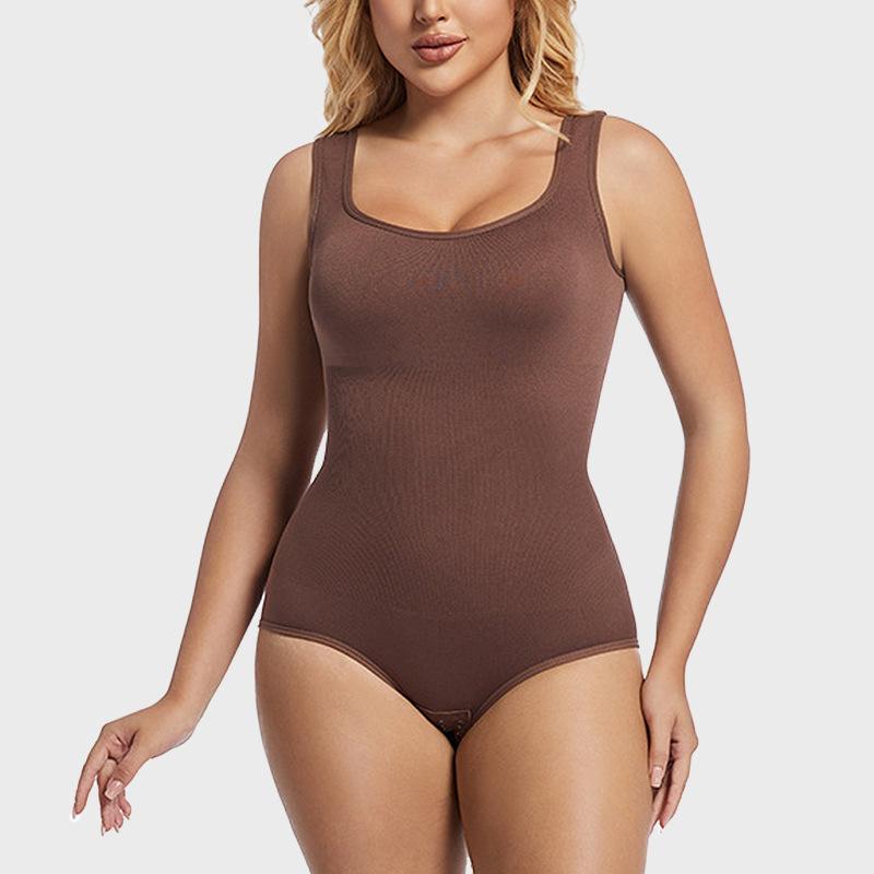 Plus Size Waist Cinching High Waist Shaping Wide Strap Thong Shapewear Bodysuit
