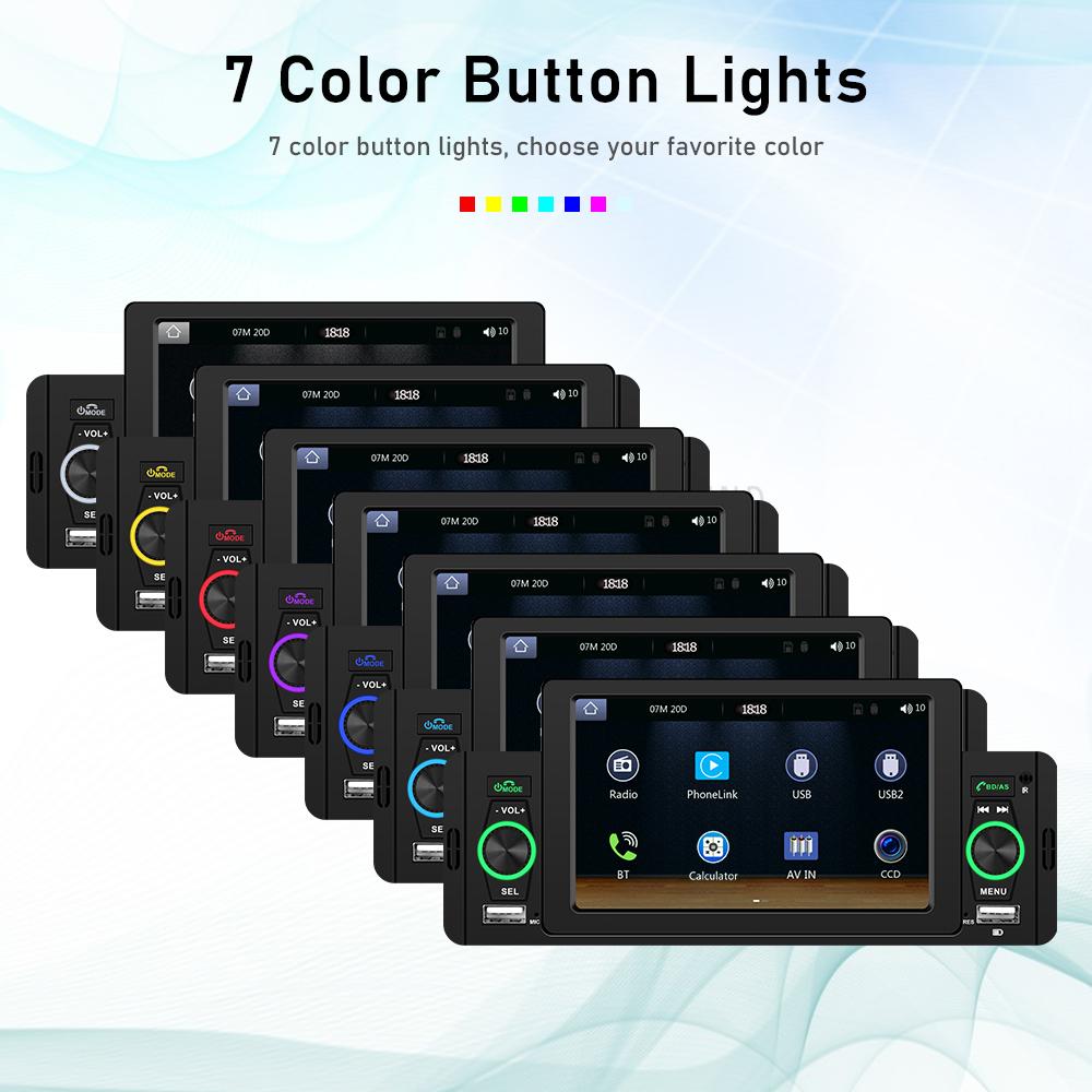 Car Radio 1 Din Universal CarPlay Android Auto Multimedia Player Bluetooth MirrorLink FM Receiver