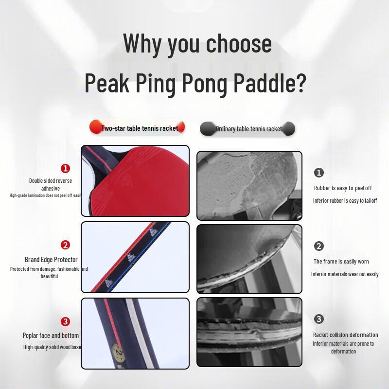 Peak 2-Star Table Tennis Racket Set with Bag & Balls