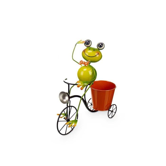 Fahrrad-Pflanzgefäß Frosch - Ibergarden - Mehrfarbig - Metall - 31,5x32x17 cm - Originelle Dekoration