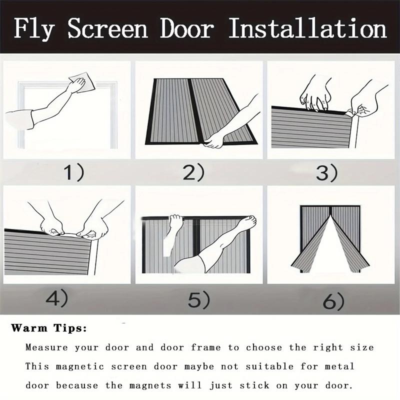 Summer Magnetic Screen Door Curtain Insect-Proof Mesh Door Curtain Magnetic Sealing Device for Windows and Doors - Black