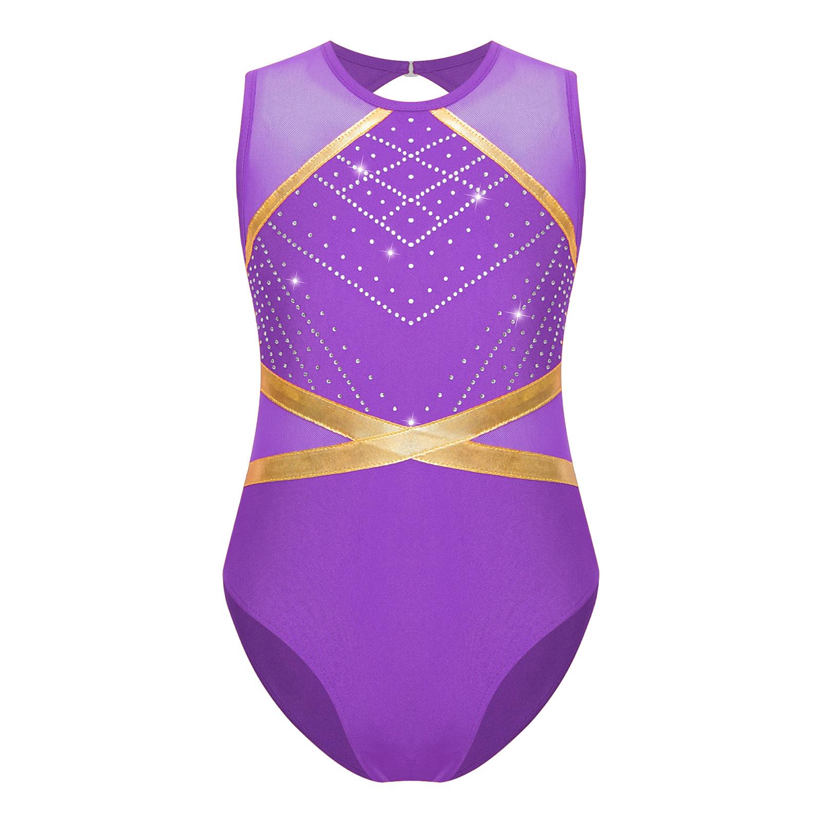 

Дівчачий танцювальний одяг, купальник зі стразами для гімнастики та катання на ковзанах 13-14 Years фіолетовий
