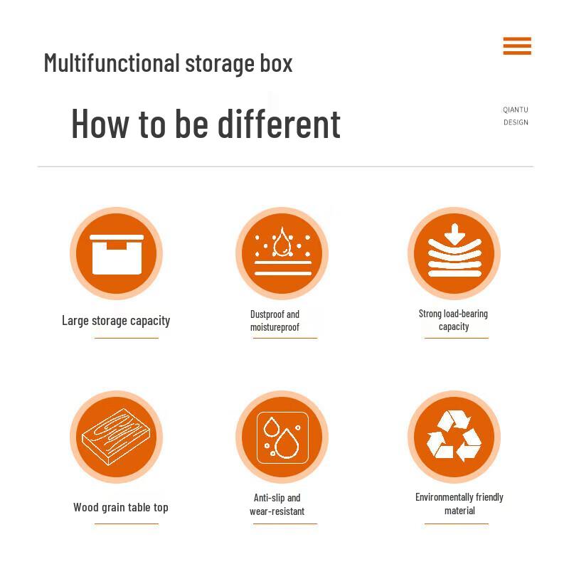 Quyoubang 30L Foldable Storage Box with Wooden Lid