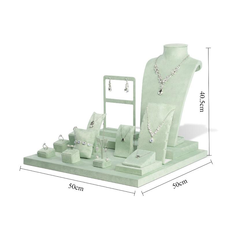 

Combination Jewelry Displays Rack Counter Earrings Showcase Stand Jewellery Necklace Storage Shelf Live Pictures Display Props зелёный