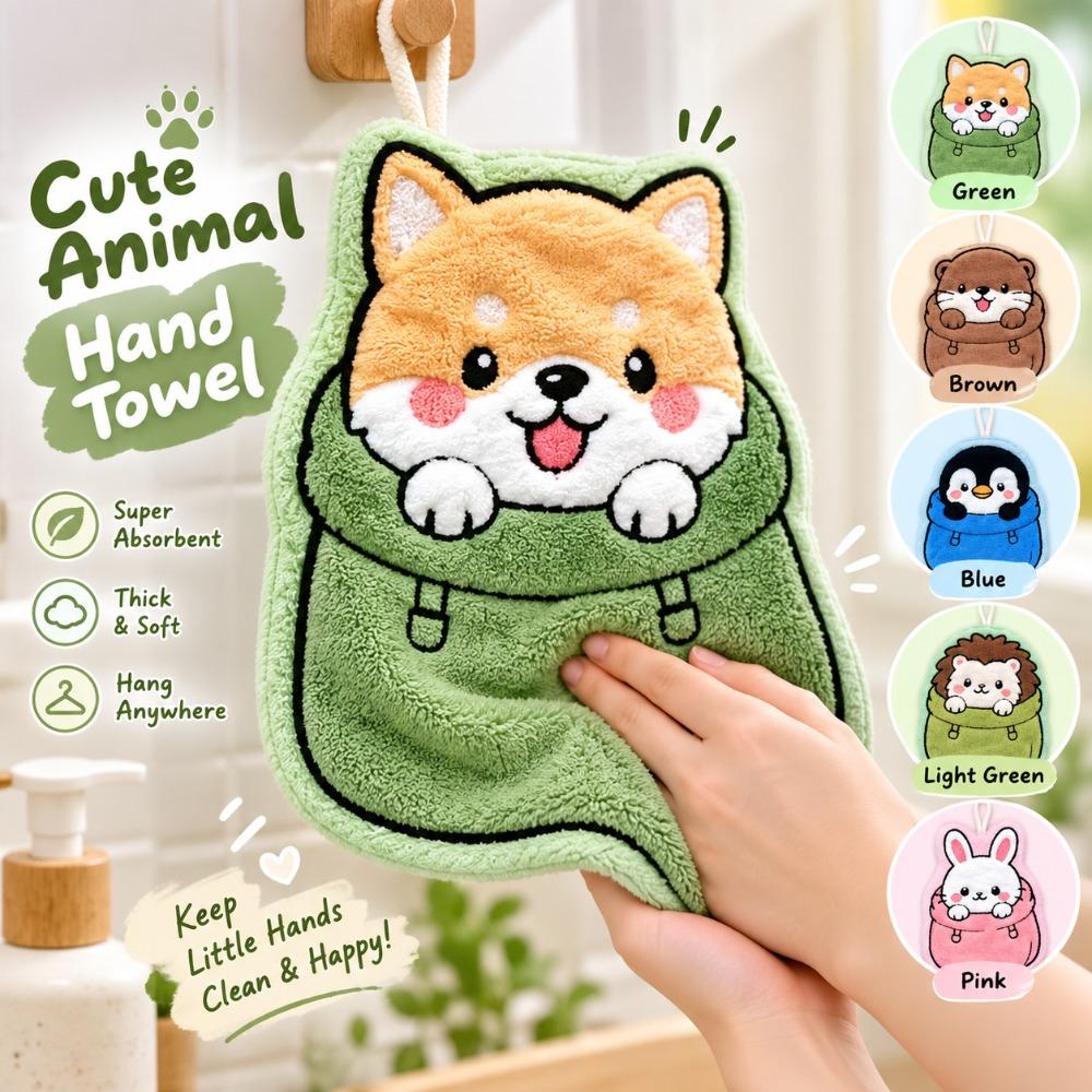 Coral Velvet Kitchen Cleaning Towel Cartoon Style Cleaning Rag Cute Hand Towel  Household