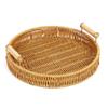 Handgewebtes Rattantablett, quadratisch/rund, Aufbewahrungskorb für Küche, Zuhause, Büro, Brot, Lebensmittel, Teller, Obst, Kuchen, Kleinigkeiten, Aufbewahrung