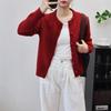 Autumn and Winter New Love Buckle Knitted Cardigan Round Neck Lazy Style Temperament Soft Waxy Sweater Jacket Women