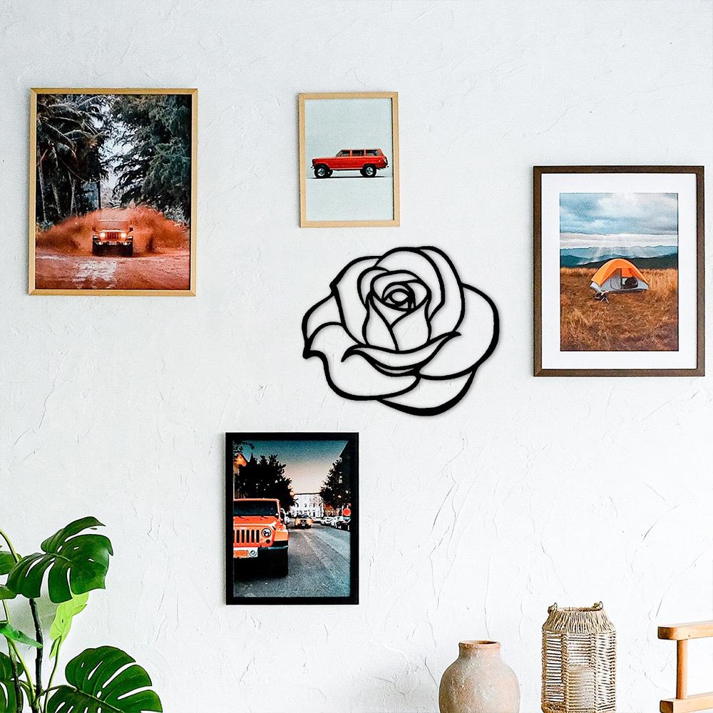 20cm Rosenknospe | Garten Metall Wandkunst Stahl Terrassendekor, Mattschwarze Wandbehangdeko Wandkunst für Zuhause Schlafzimmer Wohnzimmer