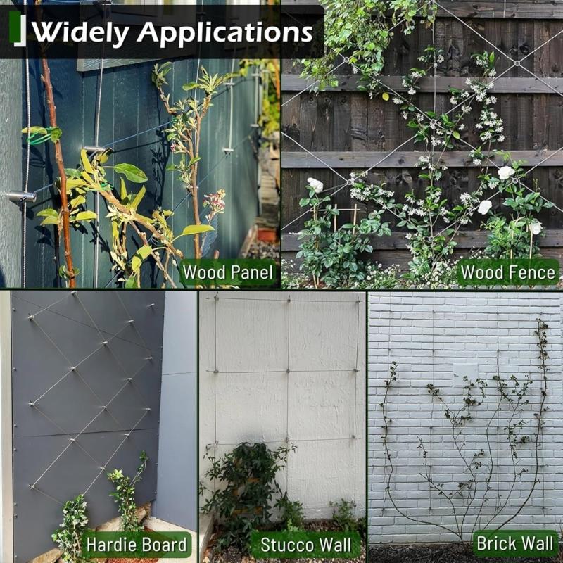 Adjustable 52 Inch Rust Proof Gardening Wire Rope Sturdy Plant Trellis System for Indoor Outdoor Vertical Growth