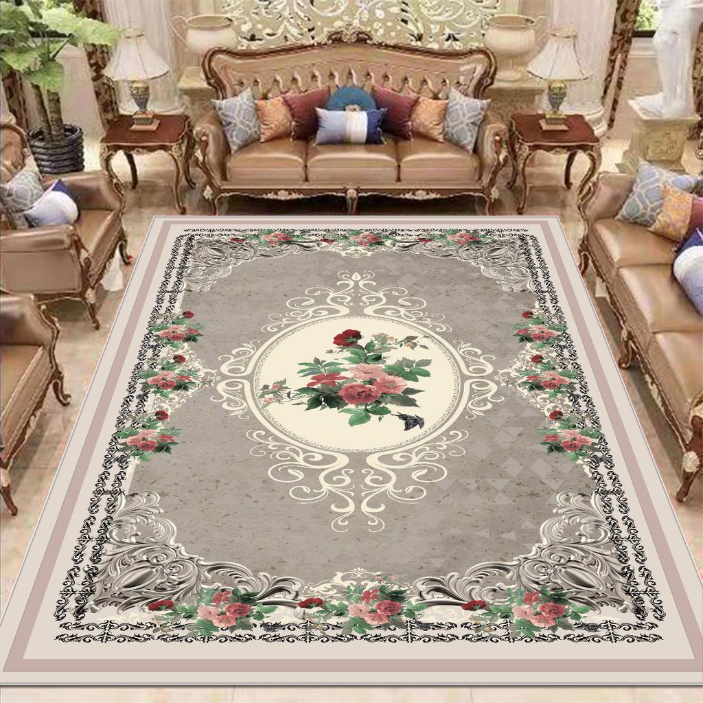 European Style Carpet for Living Room Home Decoration Luxury Large Rugs Bedroom Bedside Non-slip Mats Lint-free Easy Clean Rug
