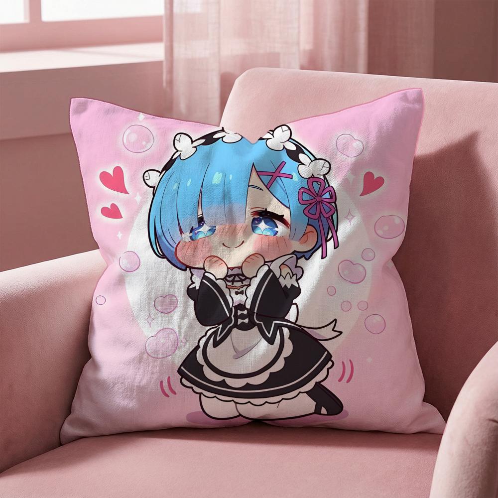 R-Re Zero ANIME Cushion Cover Multi-Scene Pillow Cover for Home & Car - Reversible, Soft & Durable for Daily Use