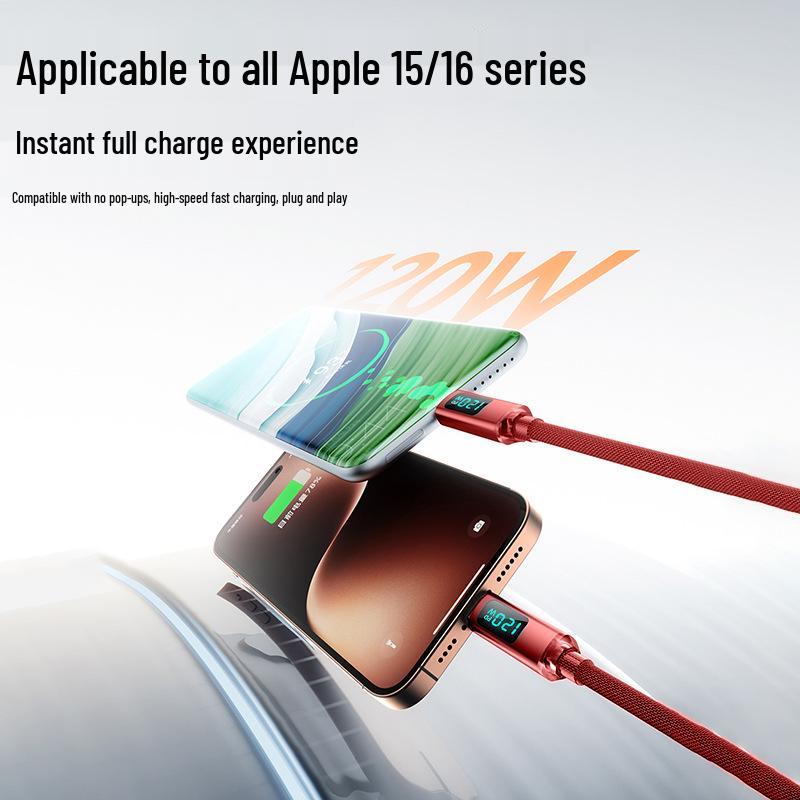 120W Fast Charging Dual Type-C Retractable Cable for Apple & Huawei Laptops