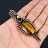 Tiger Eye Pendant, Handmade Gemstone 999 Copper Wire Wrapped Pendant Antique Jewelry, For Gift Silver Jewelry