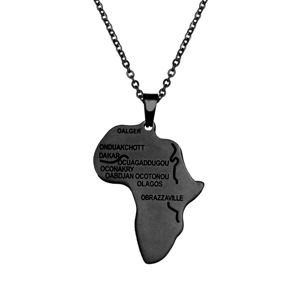 Stainless Steel Gold African Map Pendant Necklace Jewelry