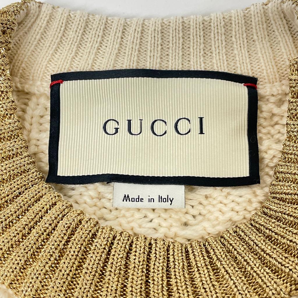 GUCCI 434363 X5D24 Multicolor Wool GG Pearl Button Stripe Knit Pullover tops M multicolorUsed