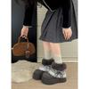 Gray retro thick-soled fluffy snow boots women's winter velvet warm outer wear Northeast cotton shoes