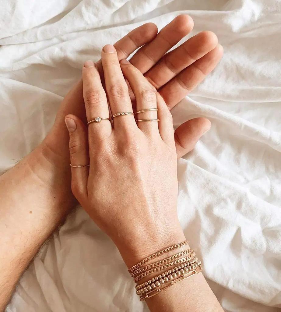 18K Gold Stainless Steel Layered Bead Bracelet Set