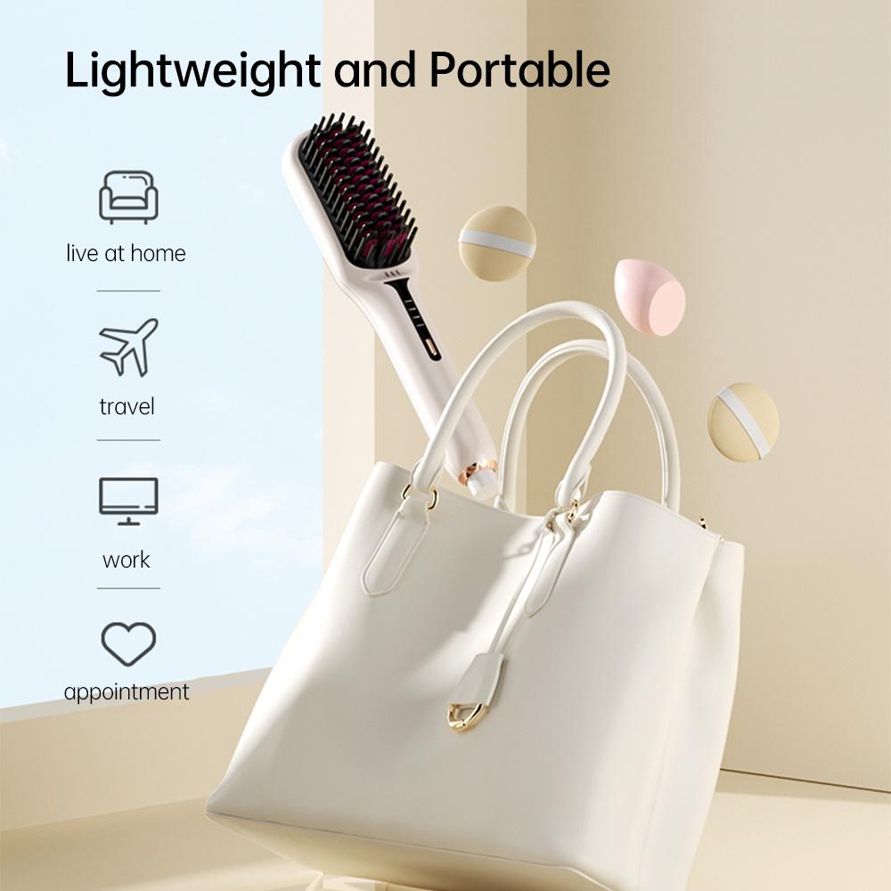 Hair Straightening Brush Negative Ion 2 In 1 Hair Straightener Heating Comb Multifunctional Hair Curler Curling Iron Stying Tool