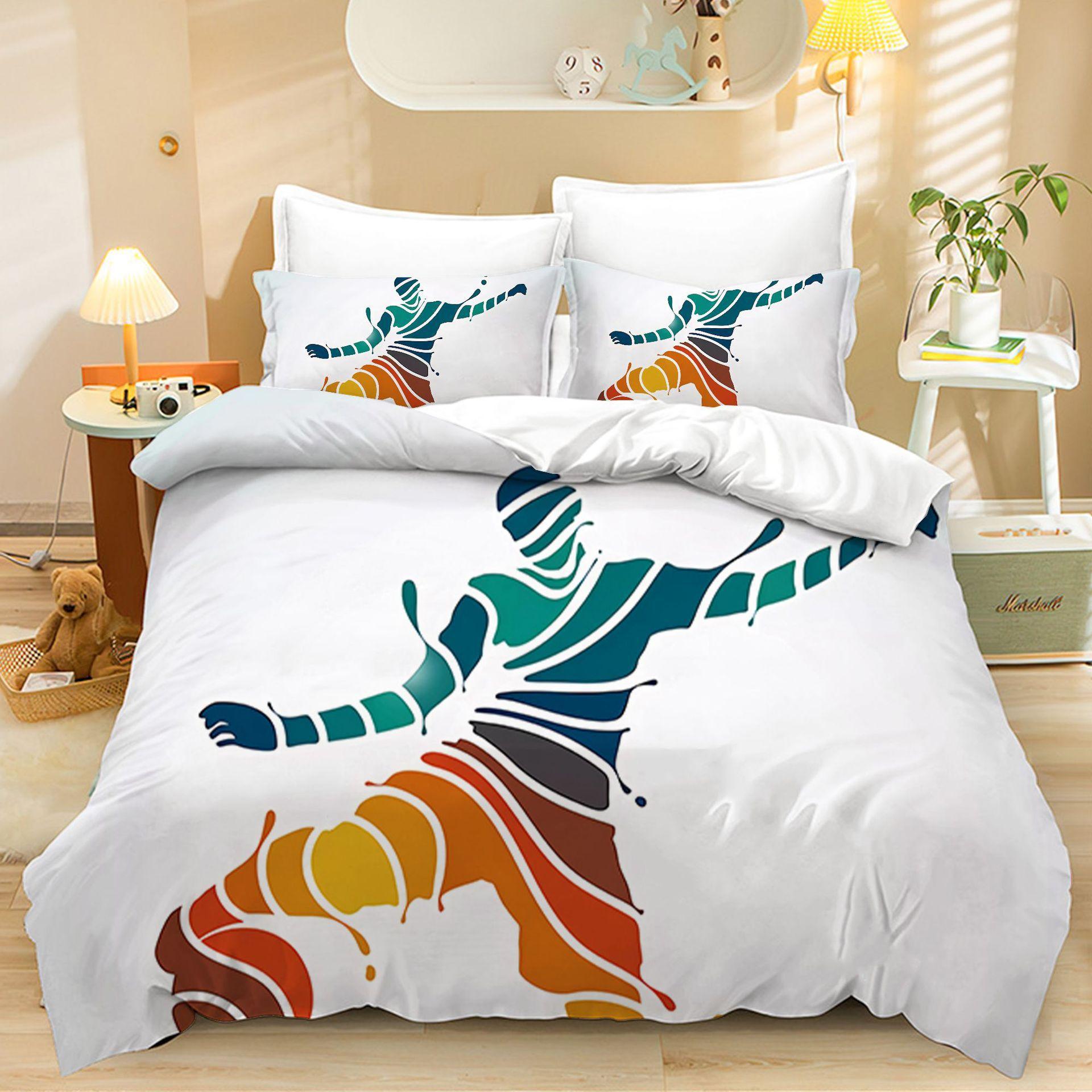 Home Textile Bed Three-Piece Set, Simple Sports, Digital Printing Quilt Pillowcase Bedding 90 * 200 two-piece set