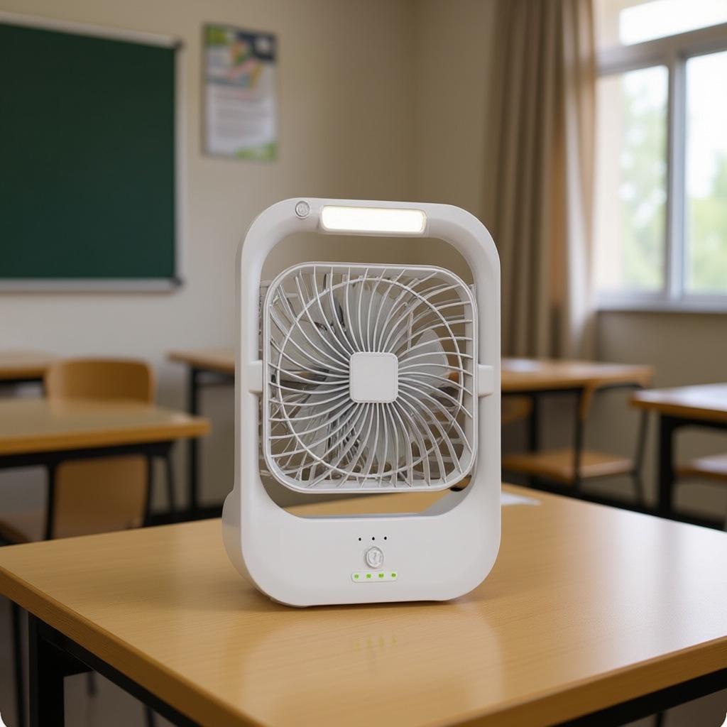 

Portable USB Rechargeable LED Fan with Silent 5-Blade Design, 3-Speed Settings, for Dorms and Outdoor Use. Regular белый