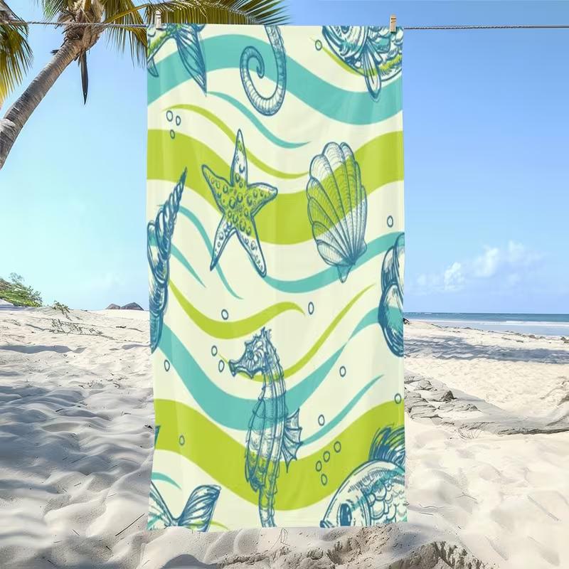 

Letter Palm Tree Beach Towel Stripe Tropical Coconut Tree Print Soft Absorbent Quick Dry Towel for Beach Swimming Pool Travel W30*H60(CM)