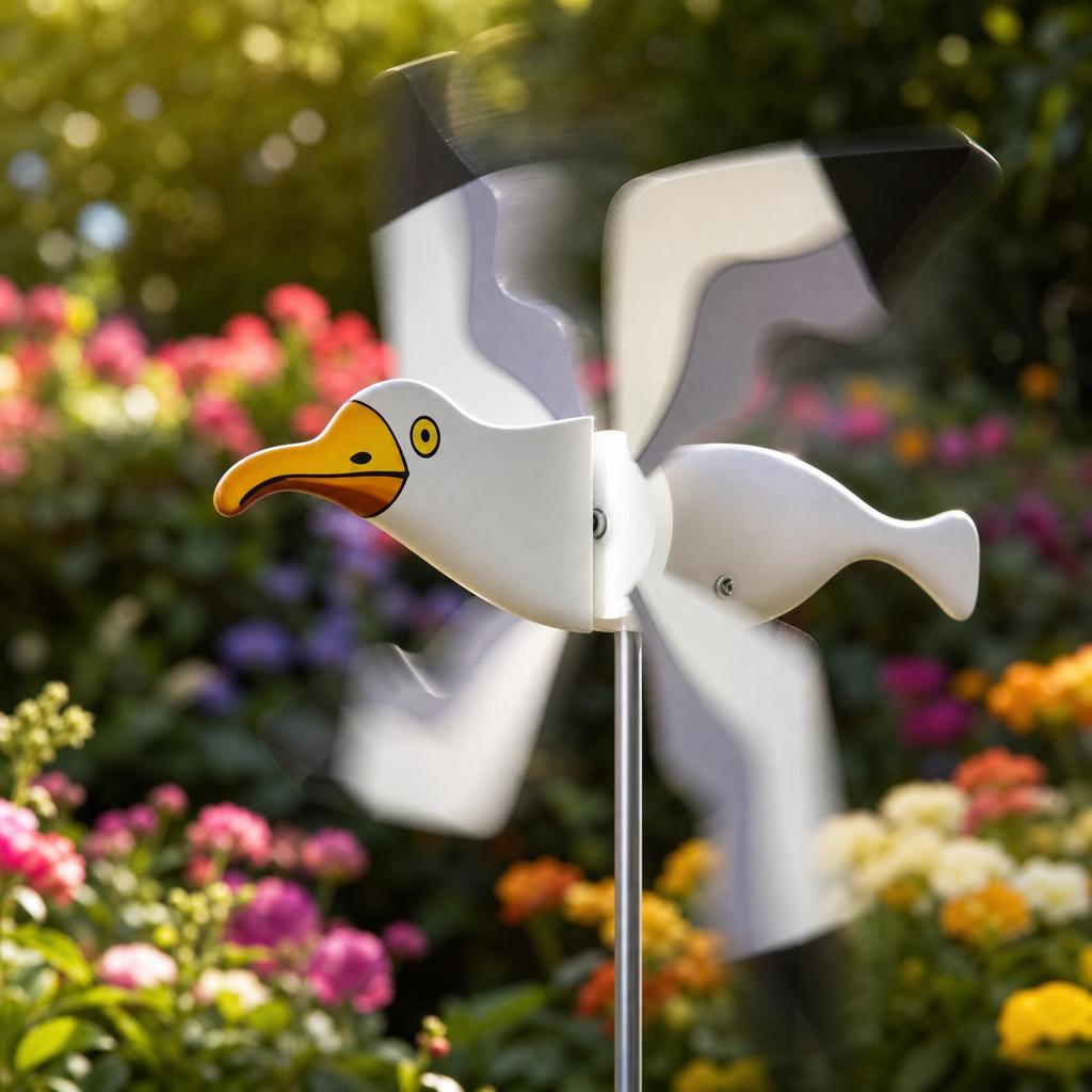 Outdoor Decorative Seagull Wind Spinner Garden Stake with Rotating Blades for Yard Lawn Patio Decoration and Wind Indicator