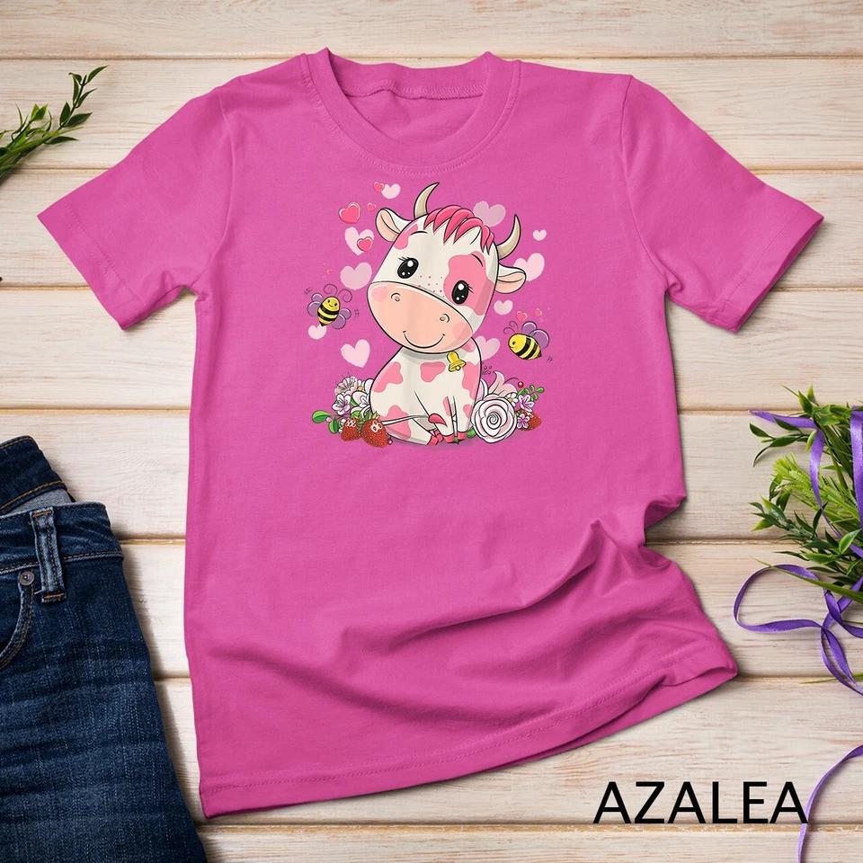 Strawberry Cow, Cute Cow, Pink Cow Pet T-Shirt Unisex T-shirt 5 2XL