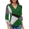 Damski top z dekoltem w serek i nadrukiem gradientowym, rękawami trzy czwarte, modny
