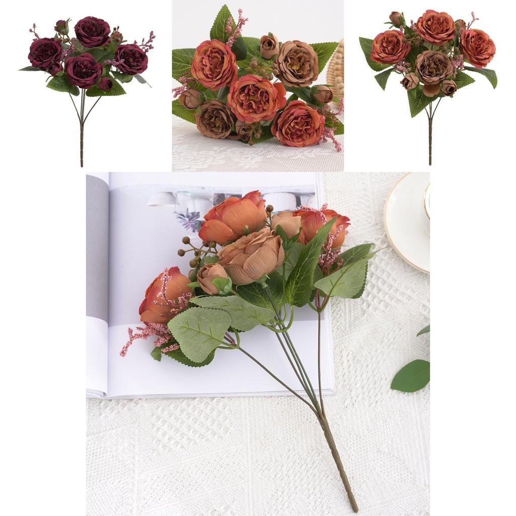 Elegant Peony Artificial Flower Topiary With Realistic Look For Interior Decoration