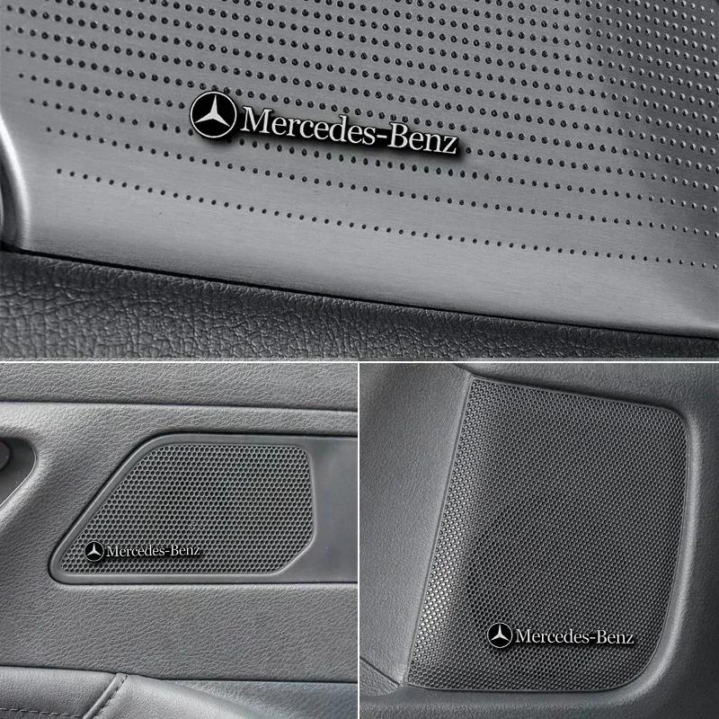 4pcs Car 3D metal Aluminum audio decorate Emblem Stickers for Mercedes-Benz W210 W211 W212 W221 W222 A C E G S R CLS CLA CLK SLK