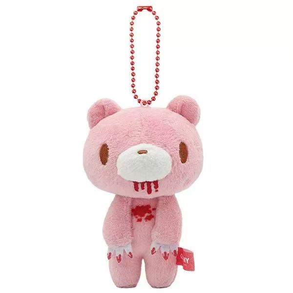 Neues 10cm düsteres blutiges Bären-Kopfschmuck-Plüschtier-Schlüsselanhänger süßes blutiges Bärenspielzeug Y2K Plüschtier Puppe Tasche Anhänger Schlüsselanhänger Geschenk white