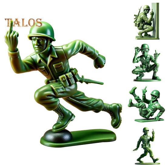 Grønn Soldatfigur Militærmenn Ornament Skrivebordsdekorasjon Miniatyrsoldatstatue for Latespill Militært Temaselskap
