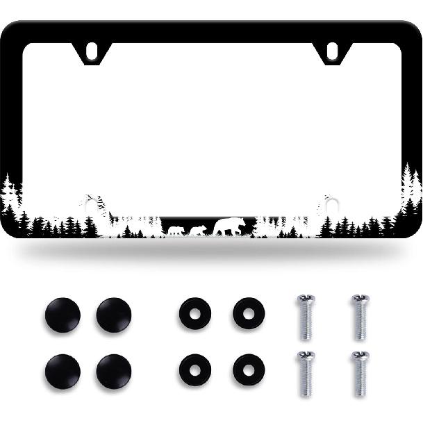 Bats License Plate Frame Stainless Steel Car Decorative 12.3 X 6.3 Inch | Bright License Plate Holders Auto Decoration For Front And Rear Car Tag