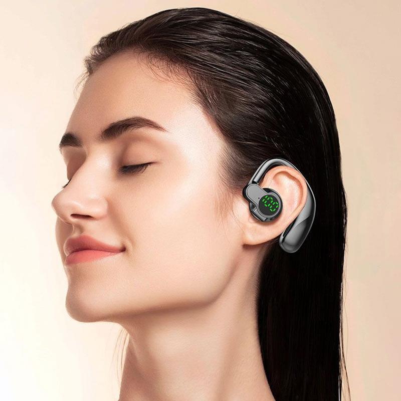 Wireless Bluetooth Headset, Long Battery Life Hanging Ears, Start Noise Reduction Digital Display Sports Sleep Music Earrings