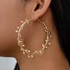 Oversized Earrings Flowers Branches and Leaves Exaggerated Gold Large Circle Sweet Cool Fashion Atmosphere Earrings Earrings Earrings Earrings