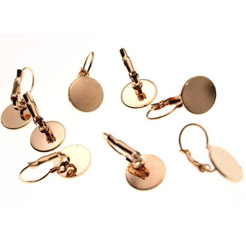 10 Stück Edelstahl Französische Hebelohrringhaken 6 8 10 12 mm passend für Cabochon-Ohrringfassungen Leere Ohrringbasis für DIY-Schmuck