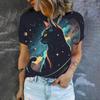 Summer Leisure T-shirt Women's T-shirt Cartoon Cat Pattern Print Fashion Print T-shirt Elegant Women's Short Sleeved T-shirt