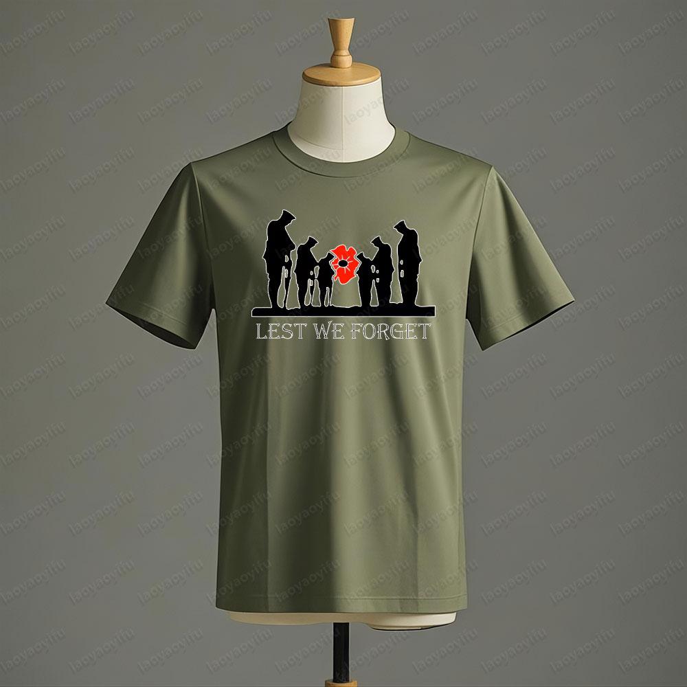 

D-Day Lest We Forget T-Shirt Anniversary Veteran s Day Honour Our Armed Forces Remembrance Day Tshirt Men Summer Cotton Tee T... S