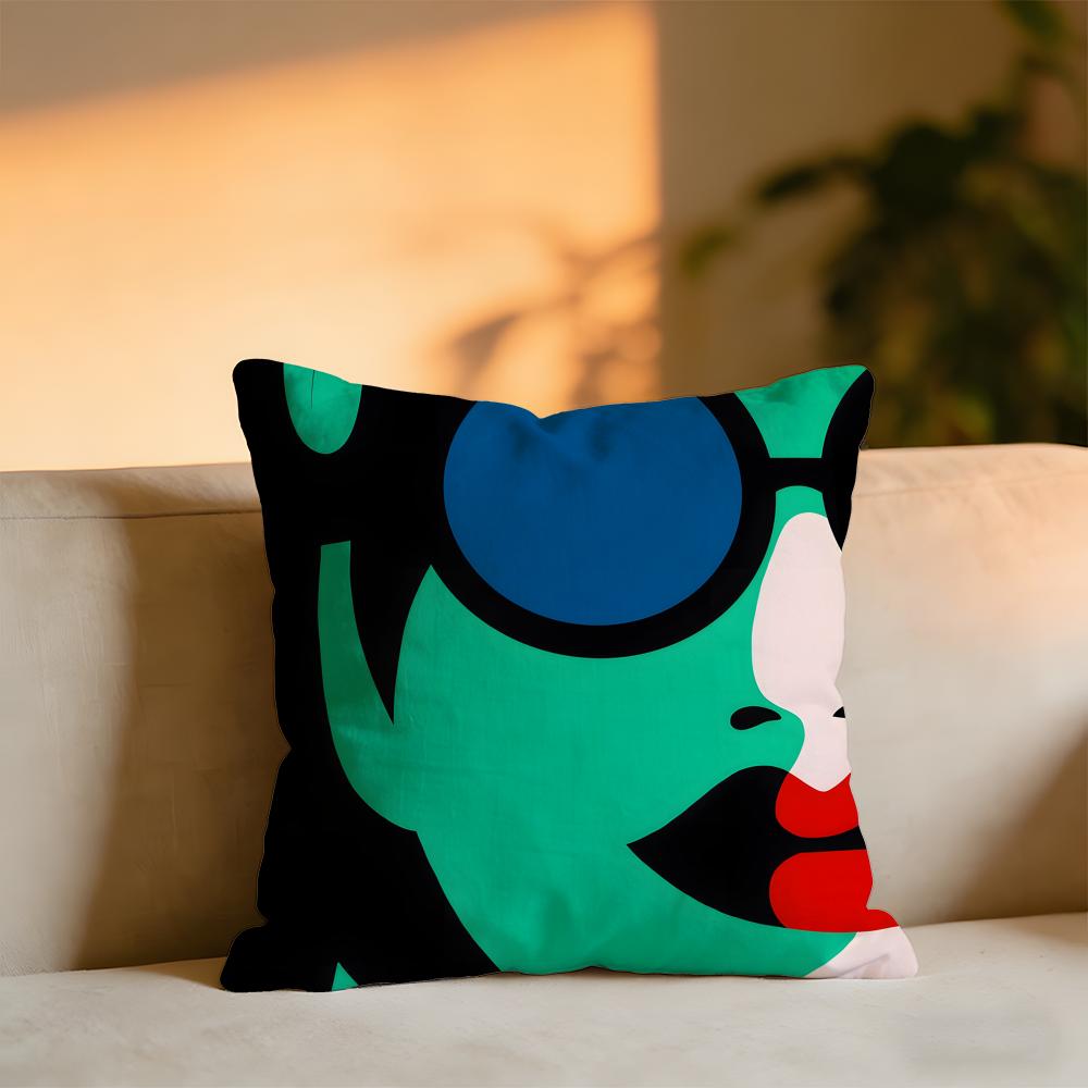 Stile Pop Ragazza Moderna Creatività Moda Copricuscino Velluto Accogliente Cuscino da Lancio Morbido Caldo per Divano Letto