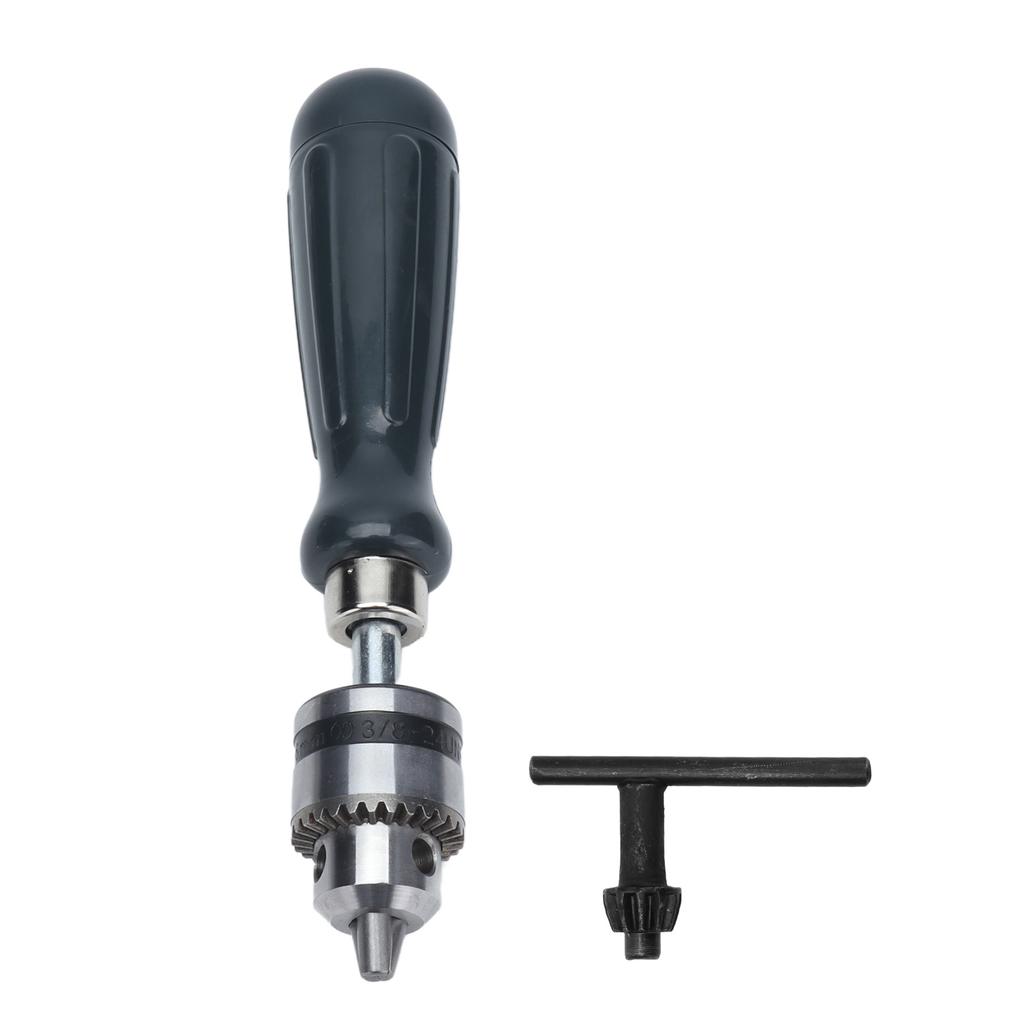 Hand Drill Carbon Steel Manual Crank Drill with Chuck Key and 5pcs Drill Bit for Plastic Wood